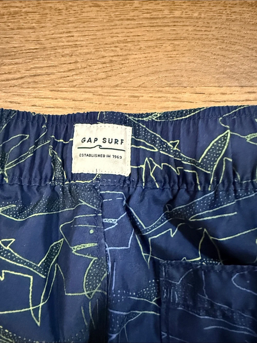 GAP Boys Blue Shark-Print Swim Trunks